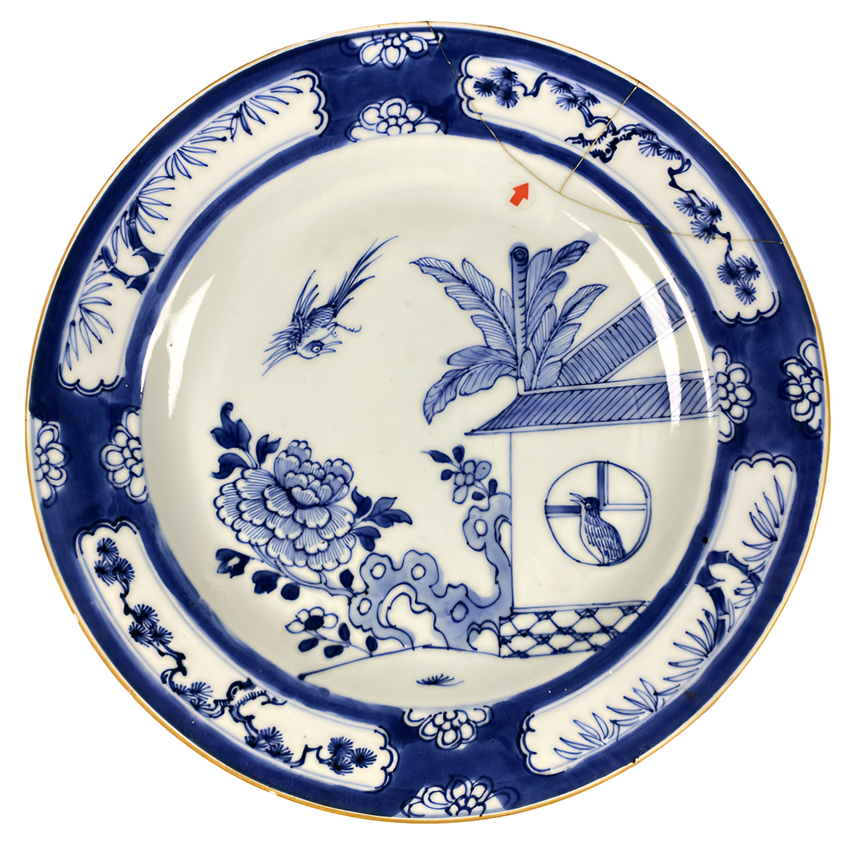 【022011226】清代 青花花卉盘（瓷器一）