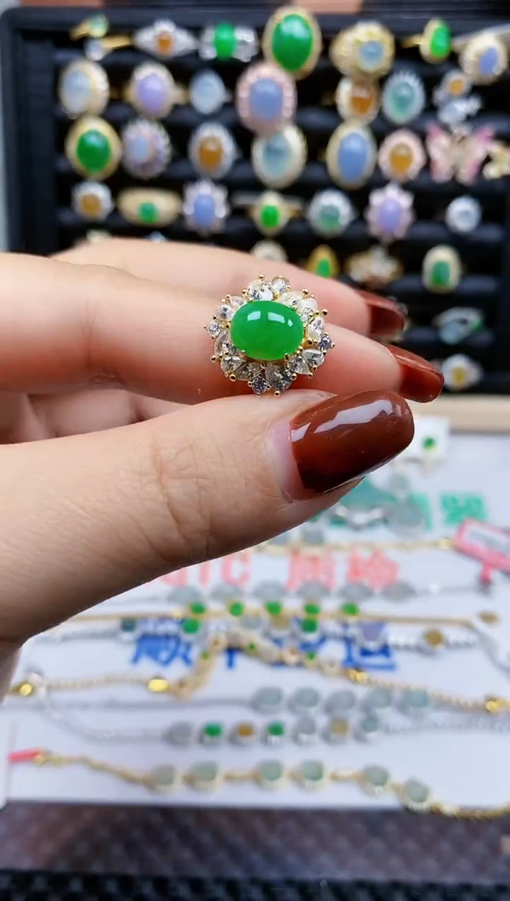 银S925镶嵌戒指翡翠201