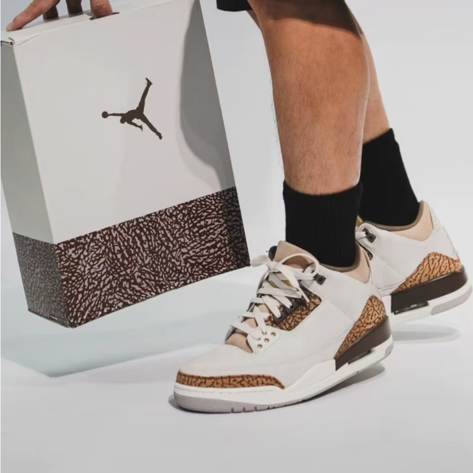 NIKE/耐克Air Jordan 3 AJ3 白棕爆裂纹男款耐磨篮球鞋CT8532-102