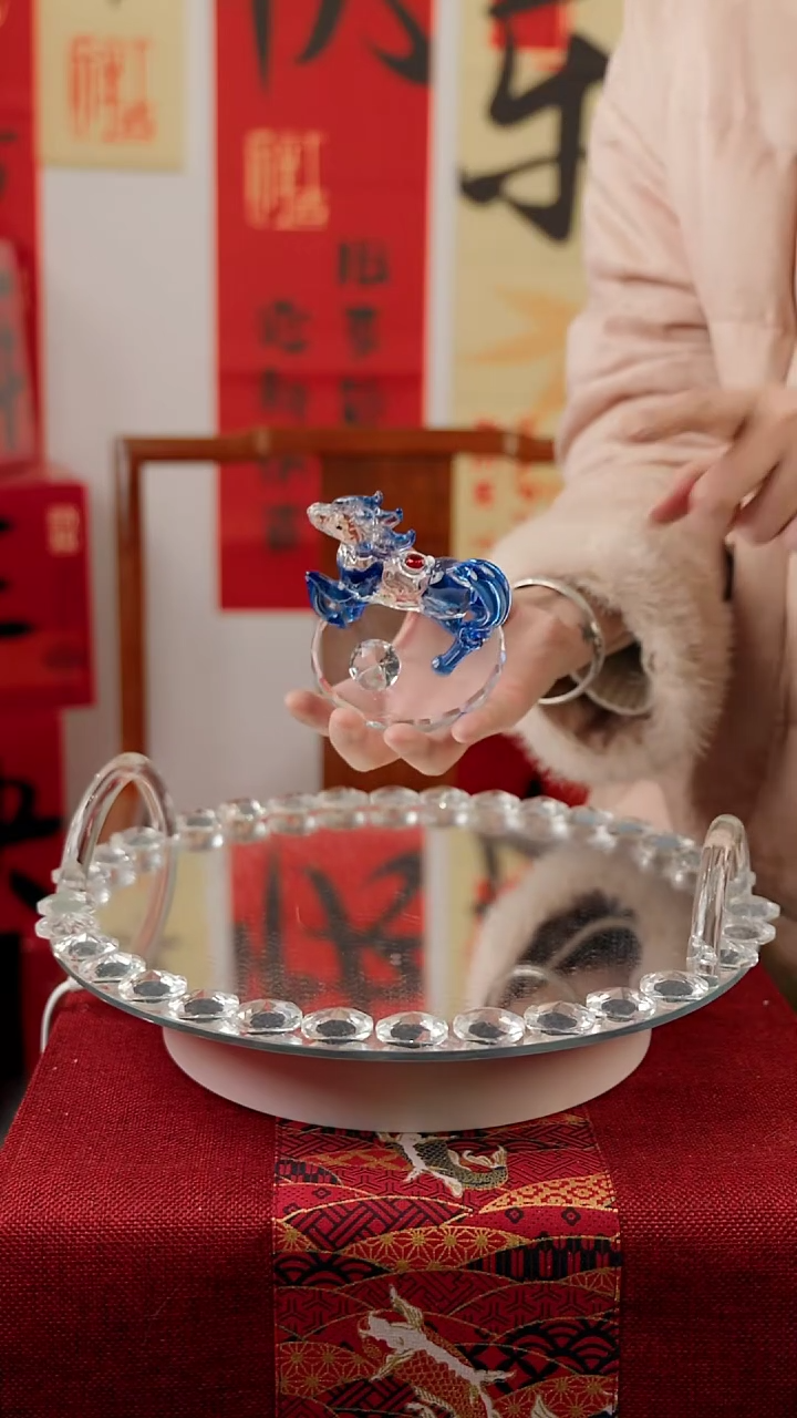 【闪购商品】琉璃拉丝蓝底马摆件