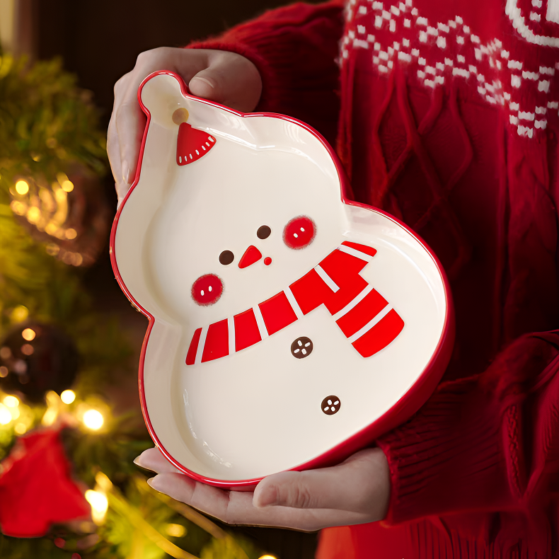 【叮当圣诞】陶瓷异形盘雪人盘可爱菜盘创意点心盘