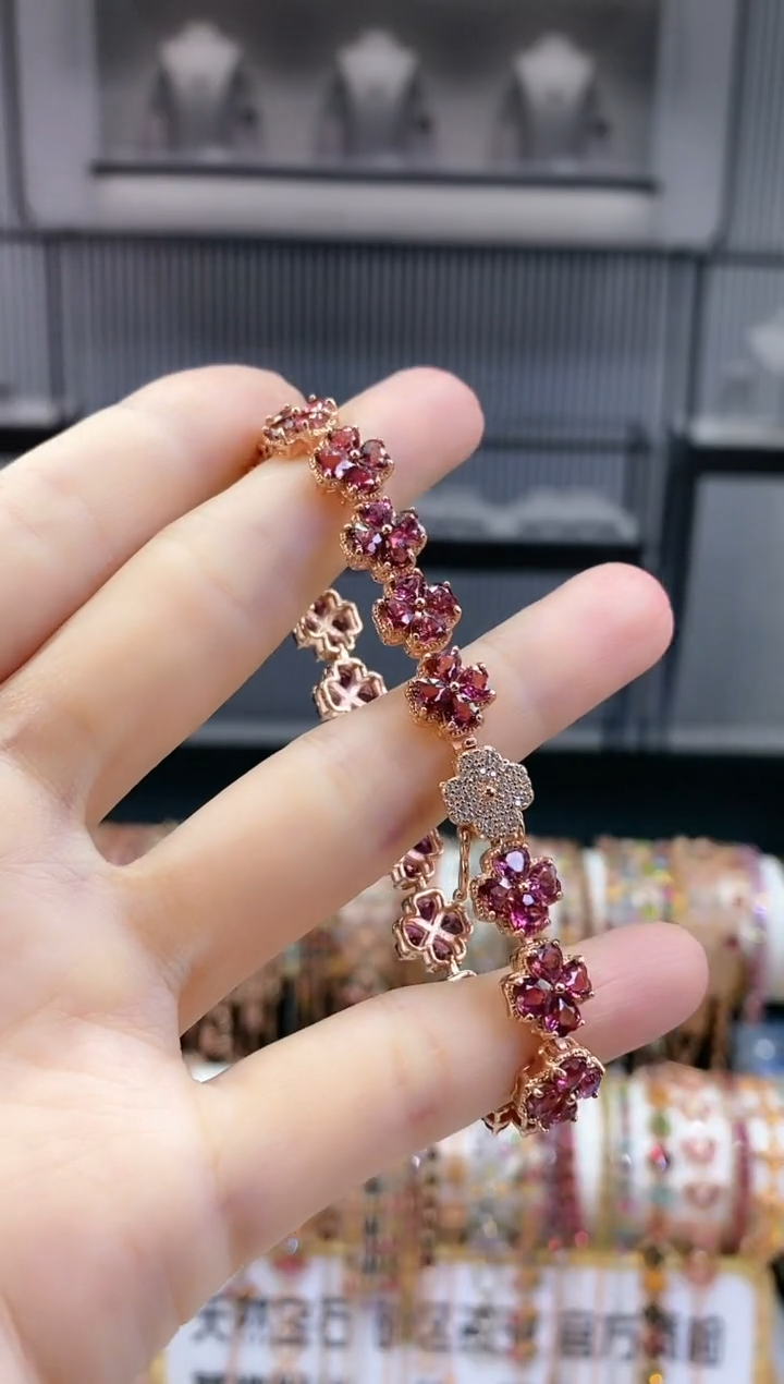 银S925镶嵌手链碧玺最***人6666666666