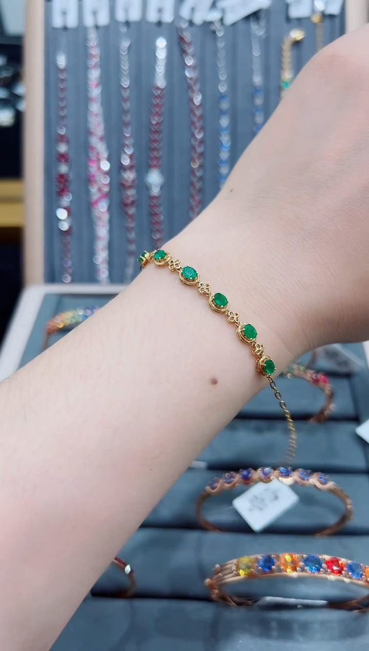 【闪购商品】祖母绿手链18K金镶嵌·