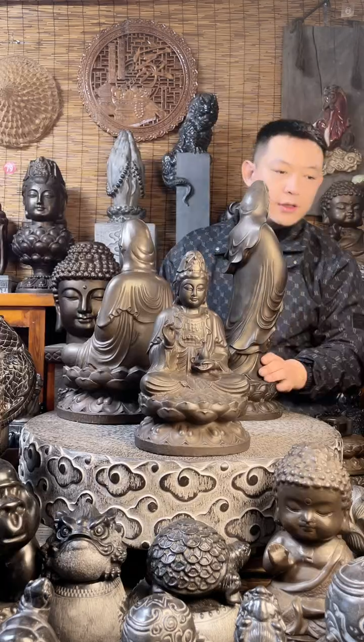 【闪购商品】30净瓶观音天然青石雕刻