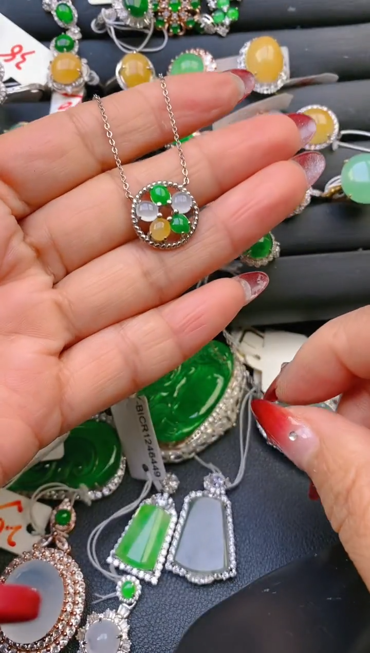 【闪购商品】翡翠戒指银S925镶嵌天然A货翡翠1