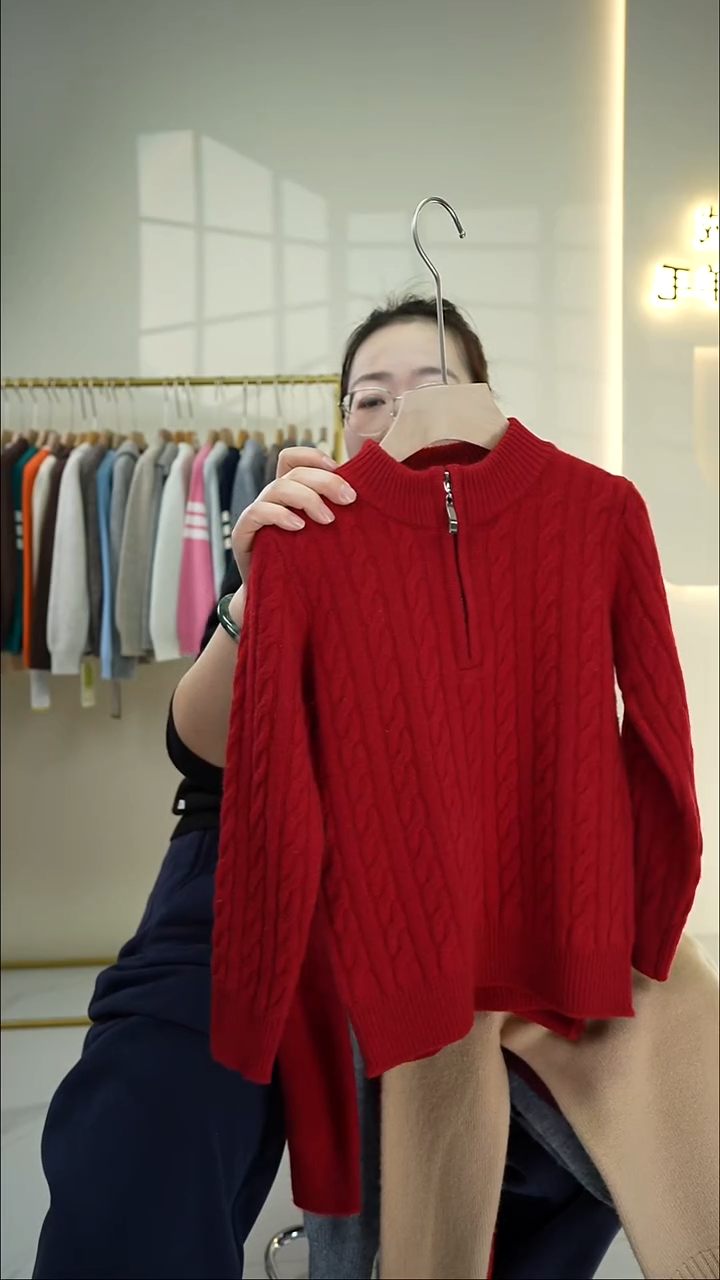 扭花半拉链822 170纯羊毛