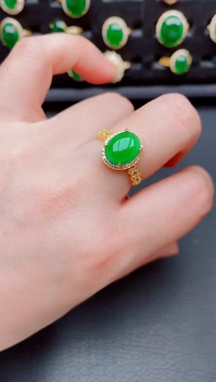 【闪购商品】翡翠戒指银S925镶嵌天然a货翡翠188