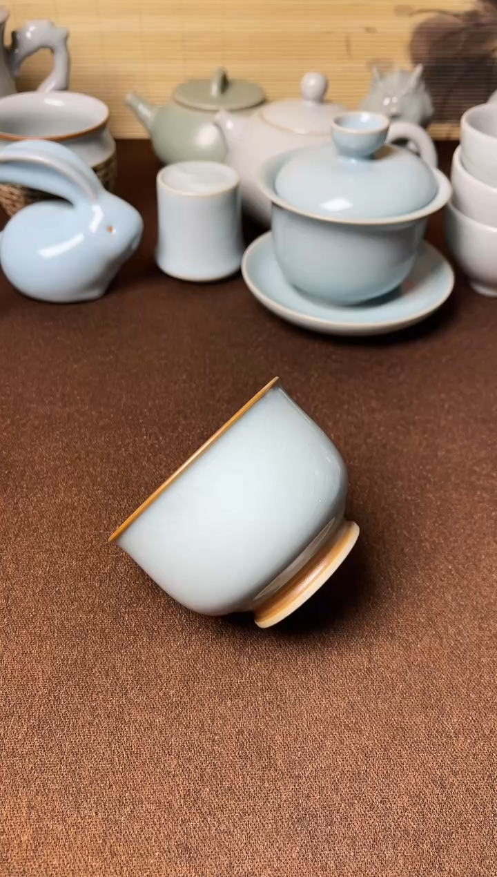 全品福利-天青釉纯手工高足主人杯