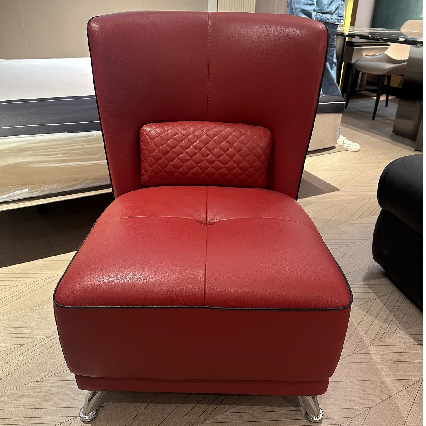 【包邮】嘉达美系列QY-51休闲椅头层牛皮/不锈钢700*930*920H