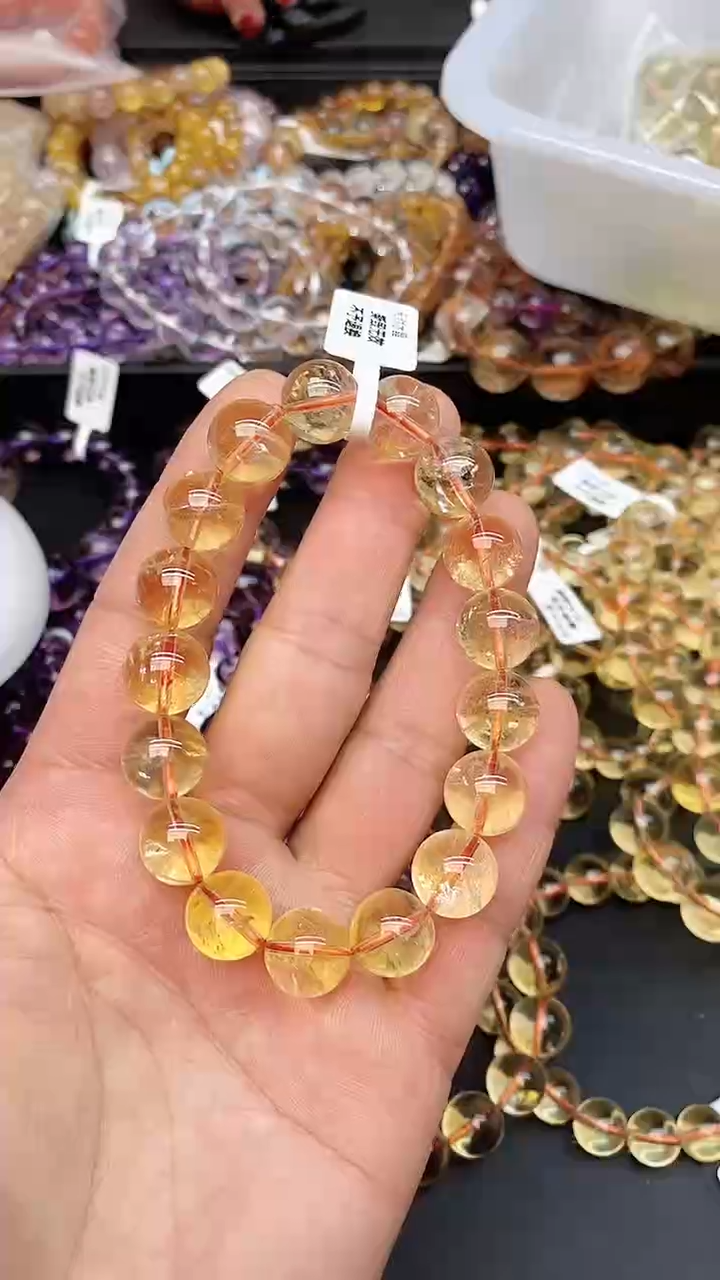 【闪购商品】水晶手链未镶嵌90 黄水晶12mm