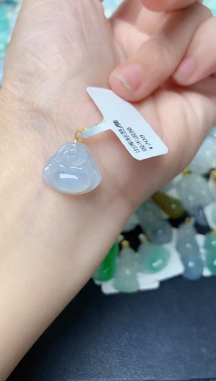 颈饰18K金镶嵌翡翠天然缅甸A货翡翠