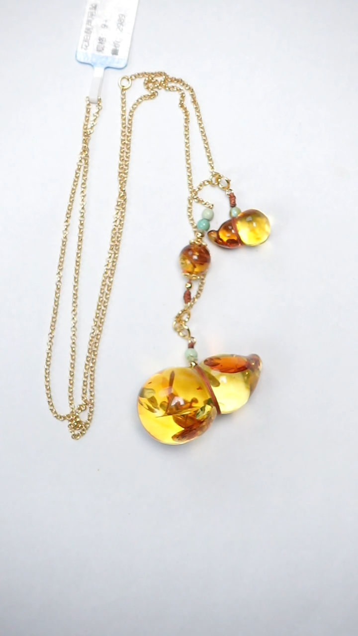 【闪购商品】琥珀颈饰未镶嵌花珀葫芦吊坠