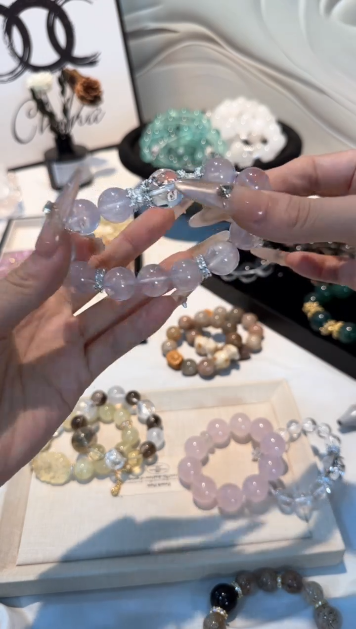 水晶手串未镶嵌薰衣草