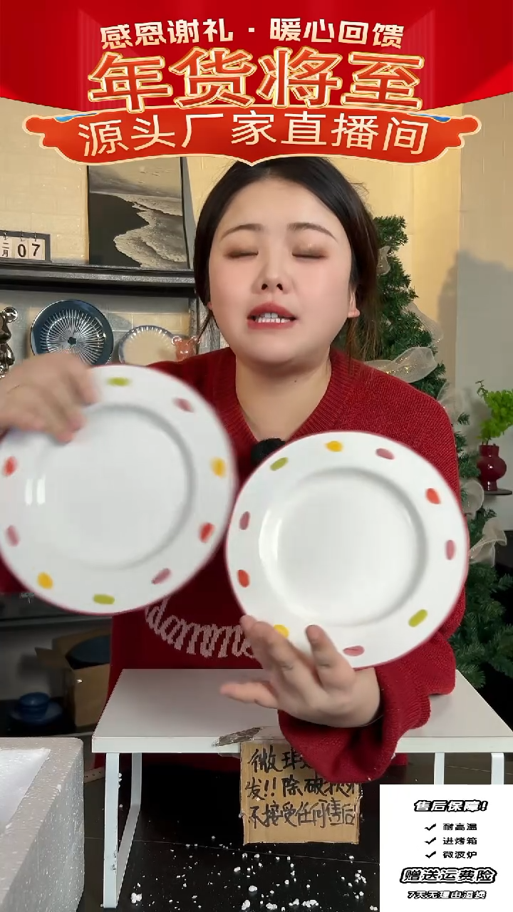 【闪购商品】瓷波点盘2只装