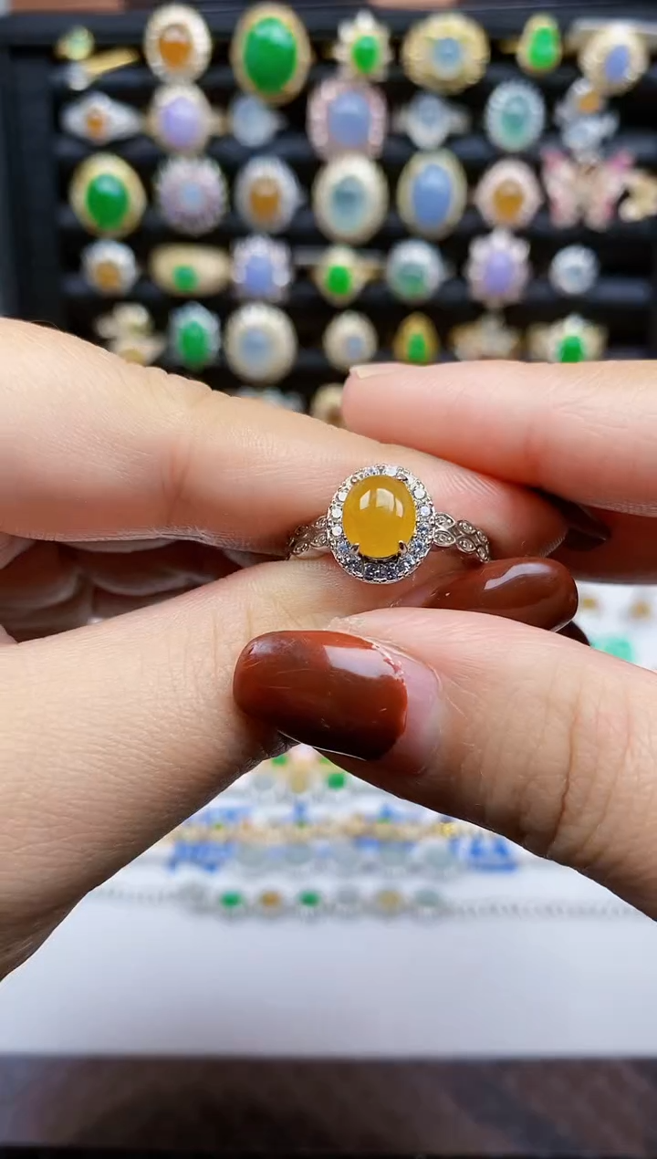 银S925镶嵌戒指翡翠350