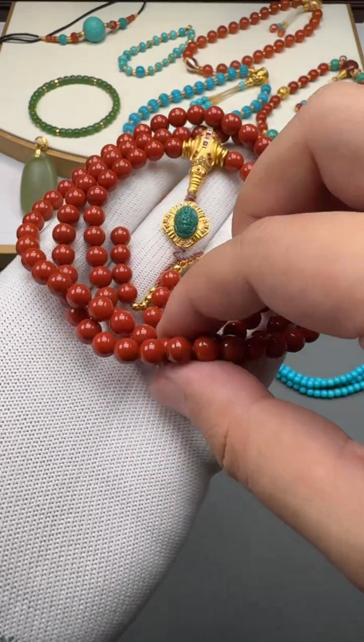 18K金镶嵌手串南红玛瑙落***～11111