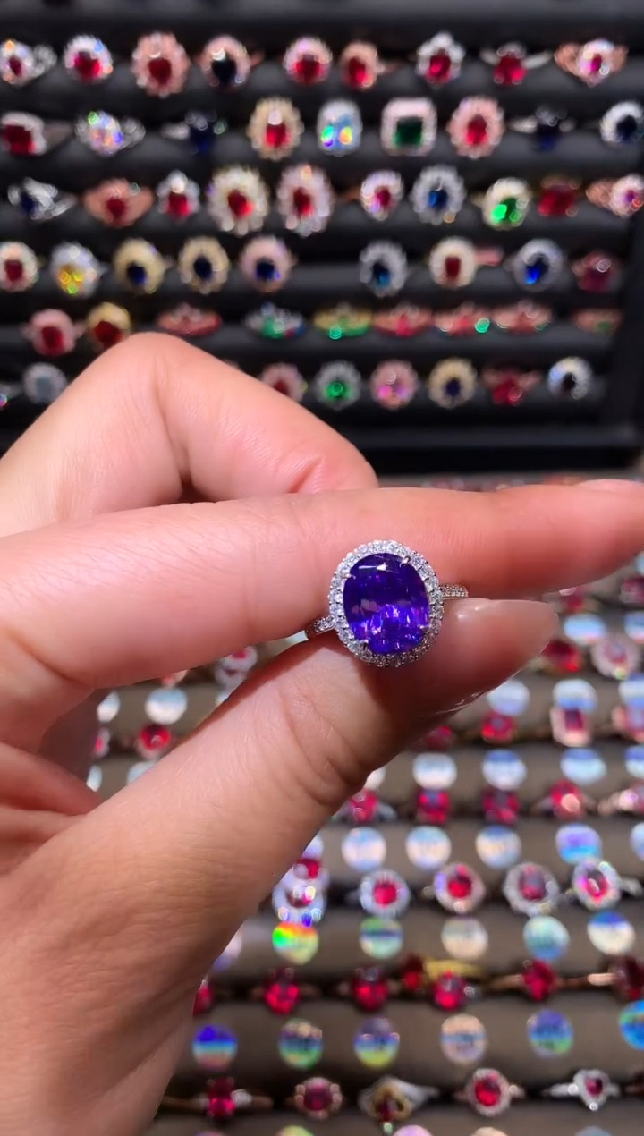 【闪购商品】水晶戒指银S925镶嵌810紫水晶