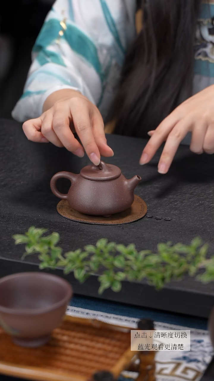 茶壶紫砂紫泥笑高瓢壶精工半手