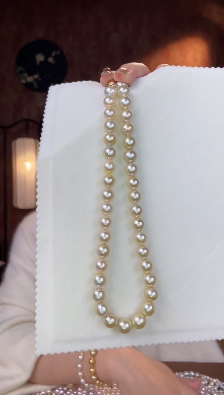 【闪购商品】海水珍珠项链14K金镶嵌干枯金9-11mm