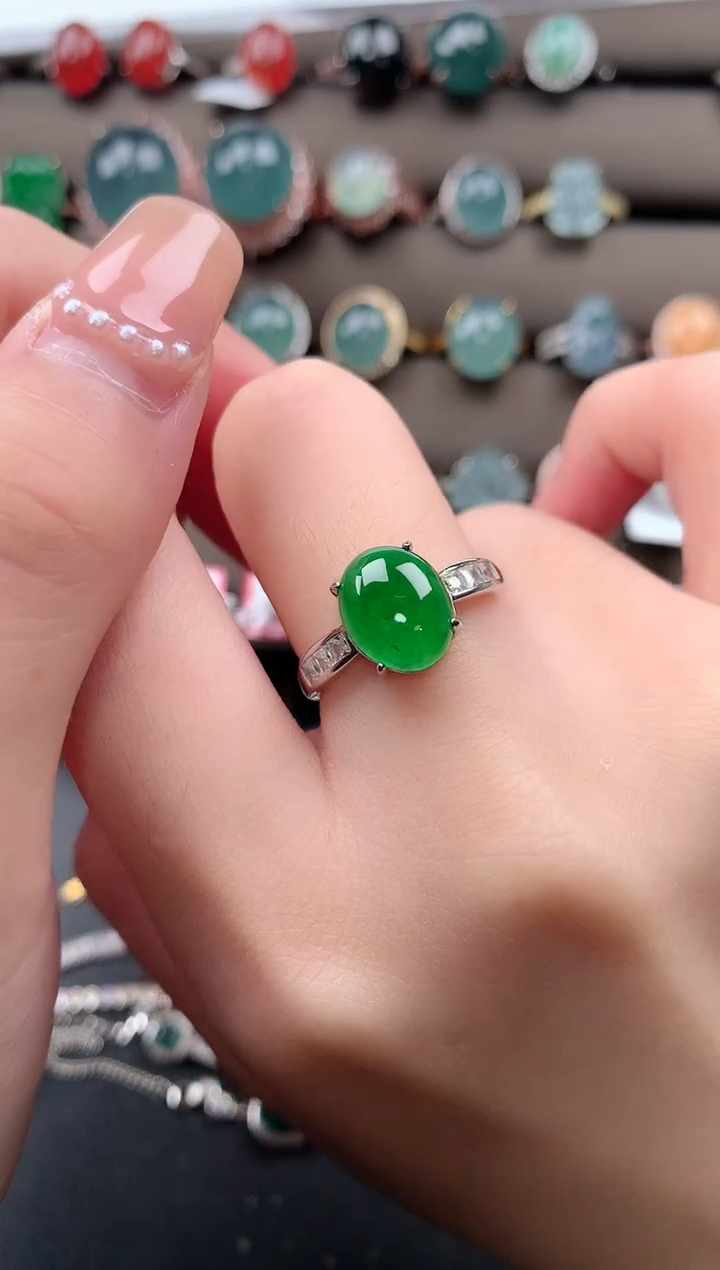 【闪购商品】翡翠戒指银S925镶嵌51241