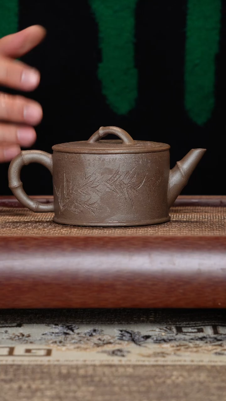 【闪购商品】紫砂茶壶210cc竹节汉瓦鲨皮青全手工