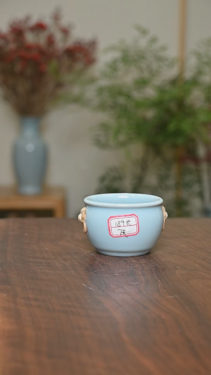 【闪购商品】其他7#微瑕天青釉手拉杯无款虎头缸杯