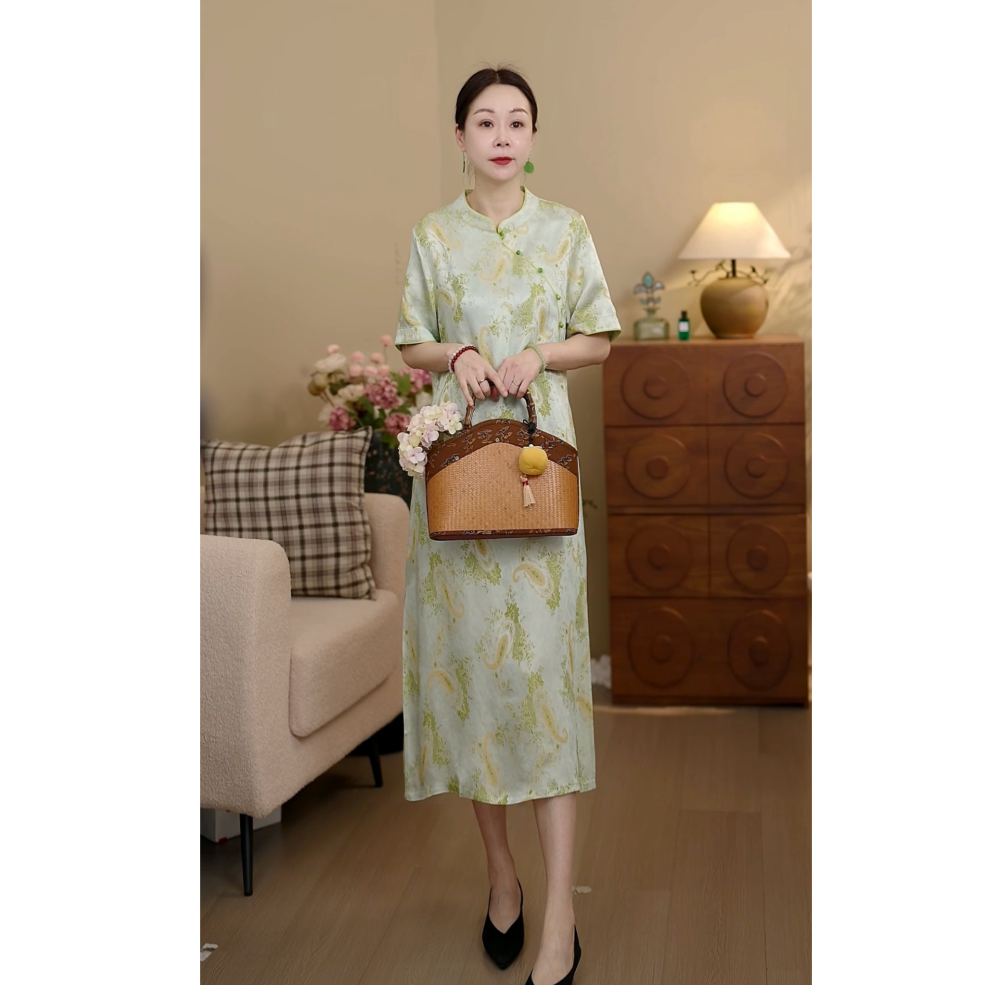 花绿满园！新中式国风改良连衣裙