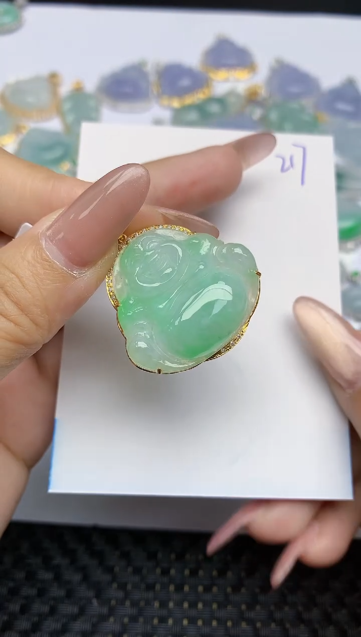 【闪购商品】翡翠颈饰18K金镶嵌天然A货翡翠 217