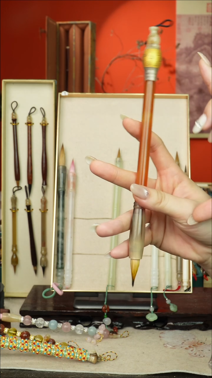 205号闪孤品高货毛笔链接 清水试笔 蘸墨不退