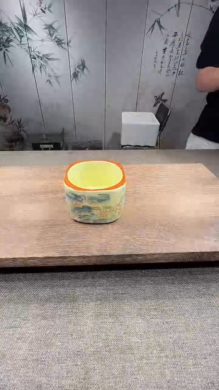 @微光茶器江山汝窑四方杯G1735