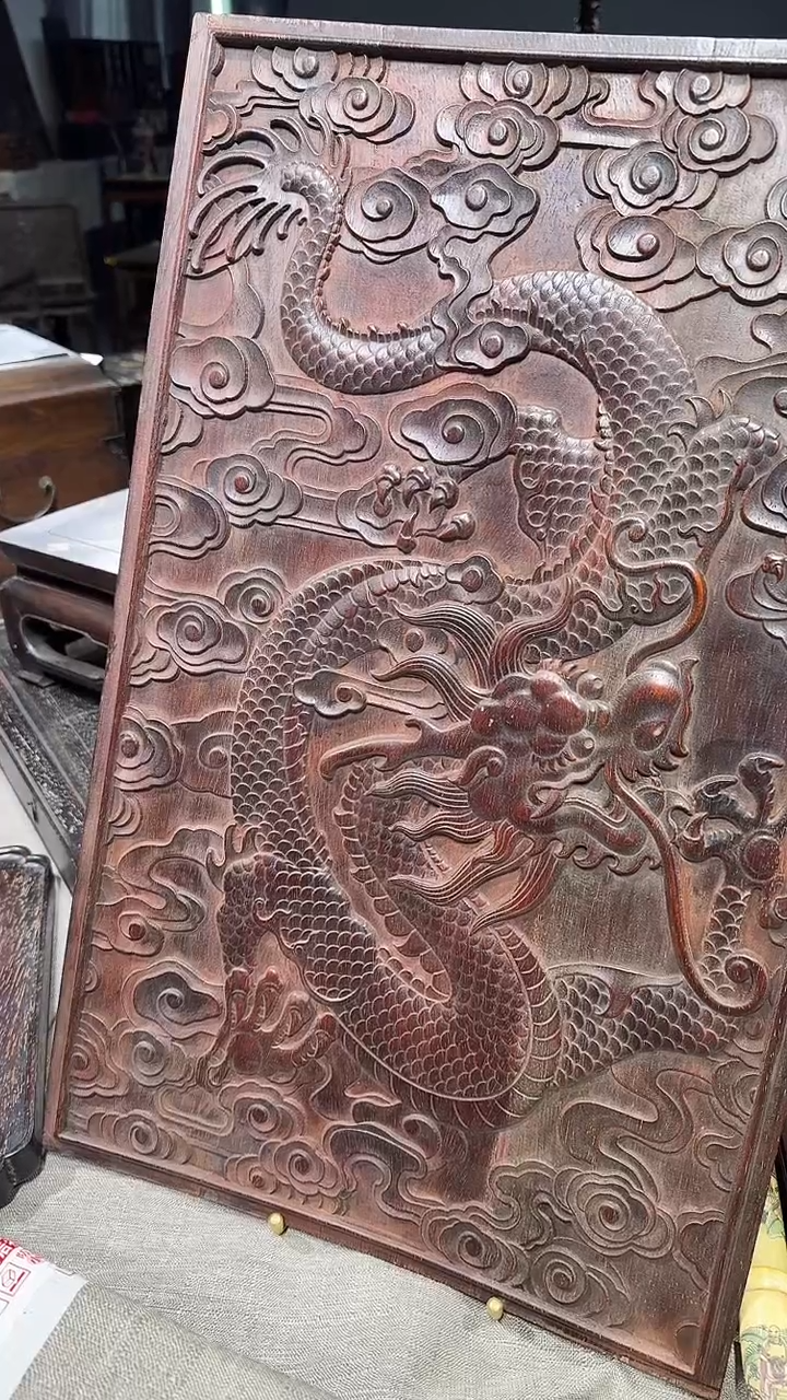 木紫檀雕刻60公分龙板