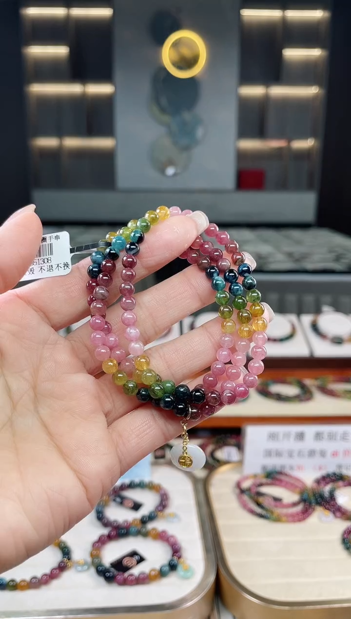 未镶嵌老矿碧玺三圈手串5mm+碧玺（多样性发一条）T