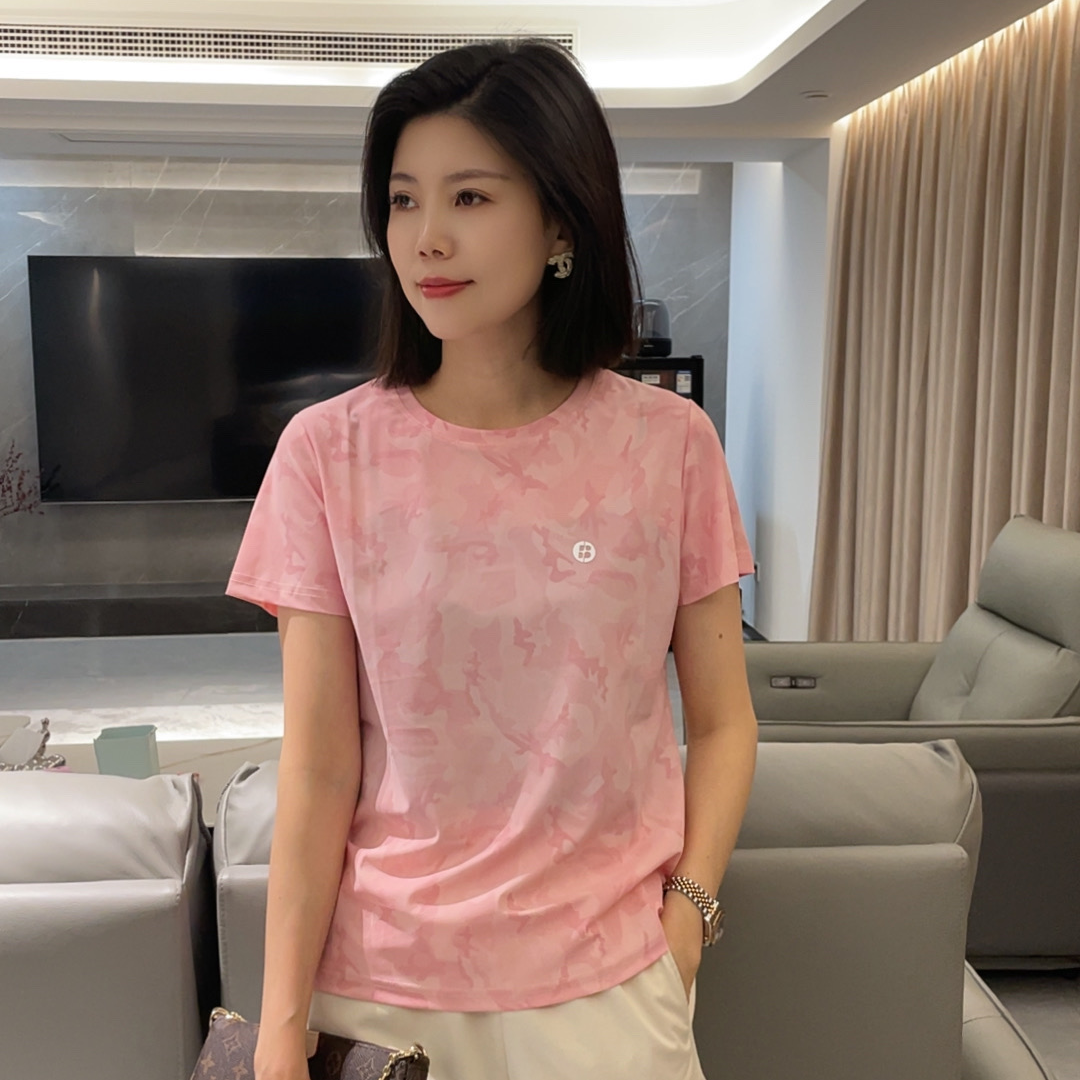 JY25夏季女款吸汗圆领印花透气休闲半袖T恤