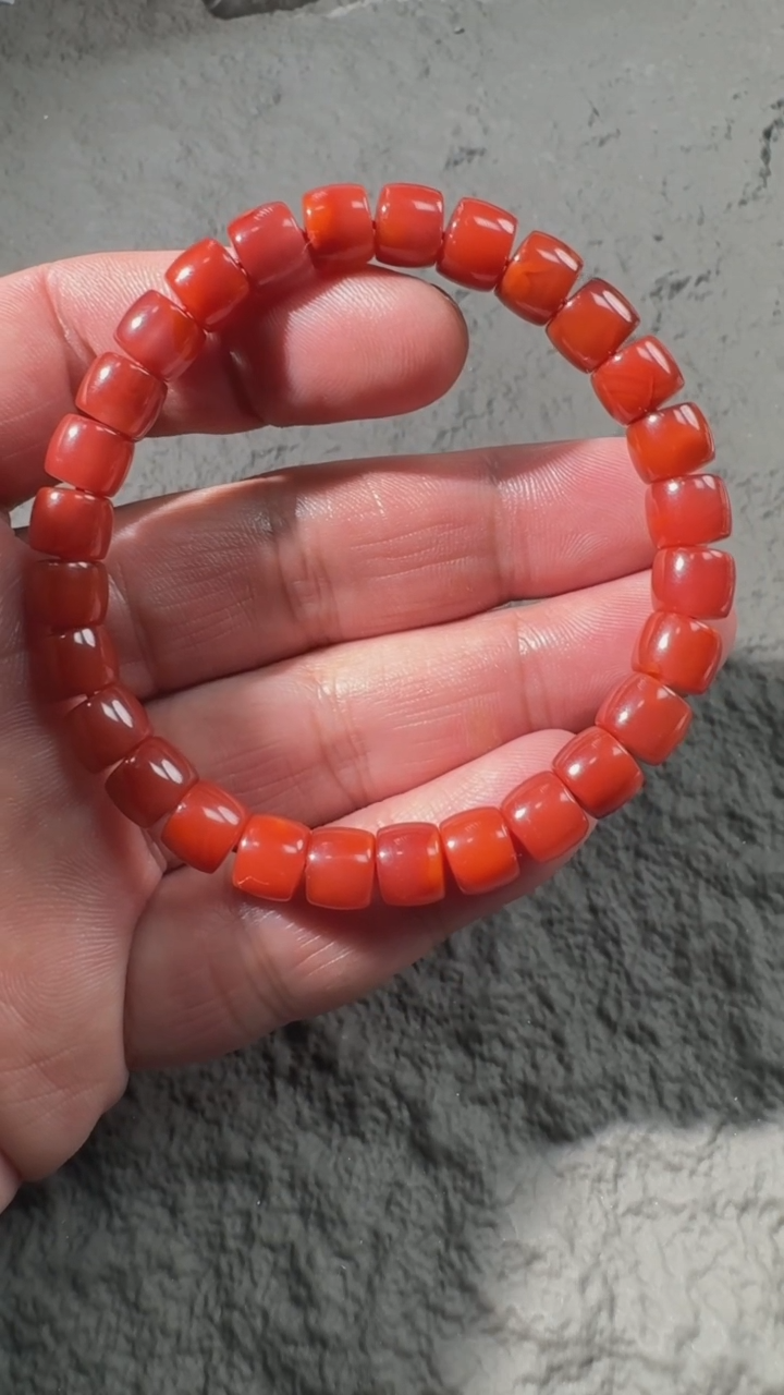 【闪购商品】南红玛瑙手串未镶嵌玫瑰红直切手串8mm，微花