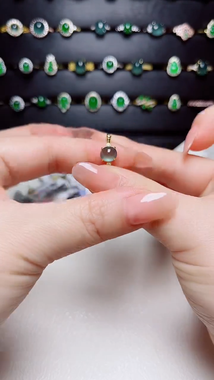 翡翠戒指银S925镶嵌天然翡翠s925银