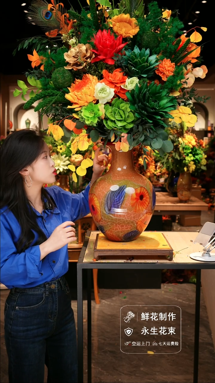 手工艺品琉璃手工花器花束空运包邮送货上门-以图片为准 