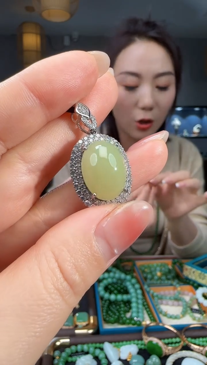 吊坠(不含链)银S925镶嵌和田玉1
