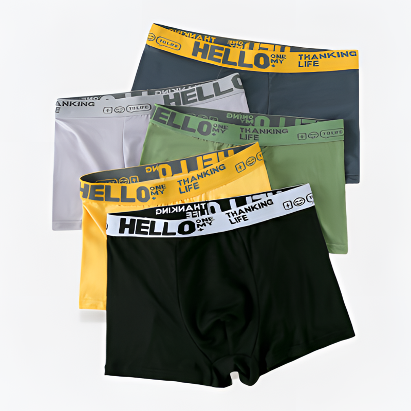【四条装】潮流男士内裤HELLO男士短裤透气舒适薄款平角裤男