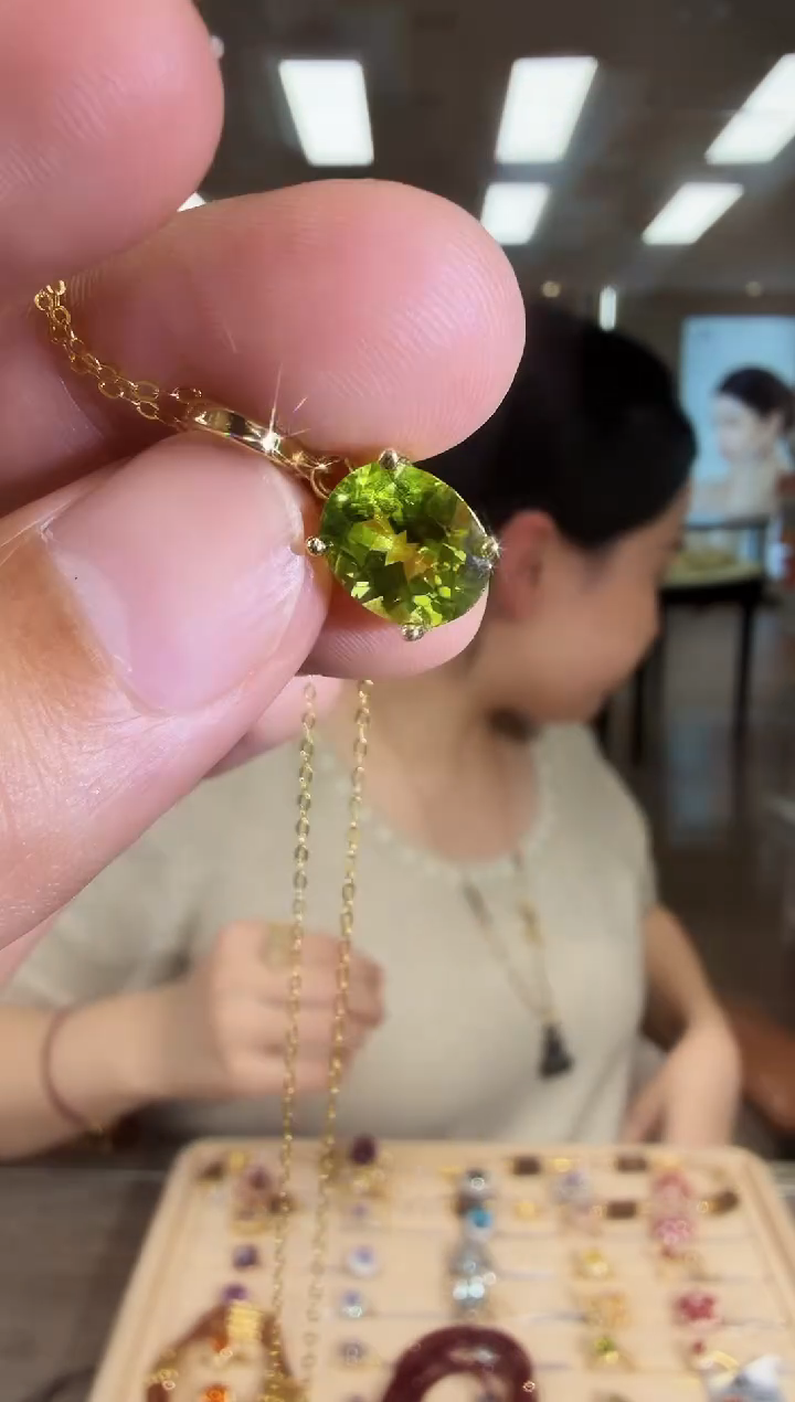 银S925镶嵌项链橄榄石09