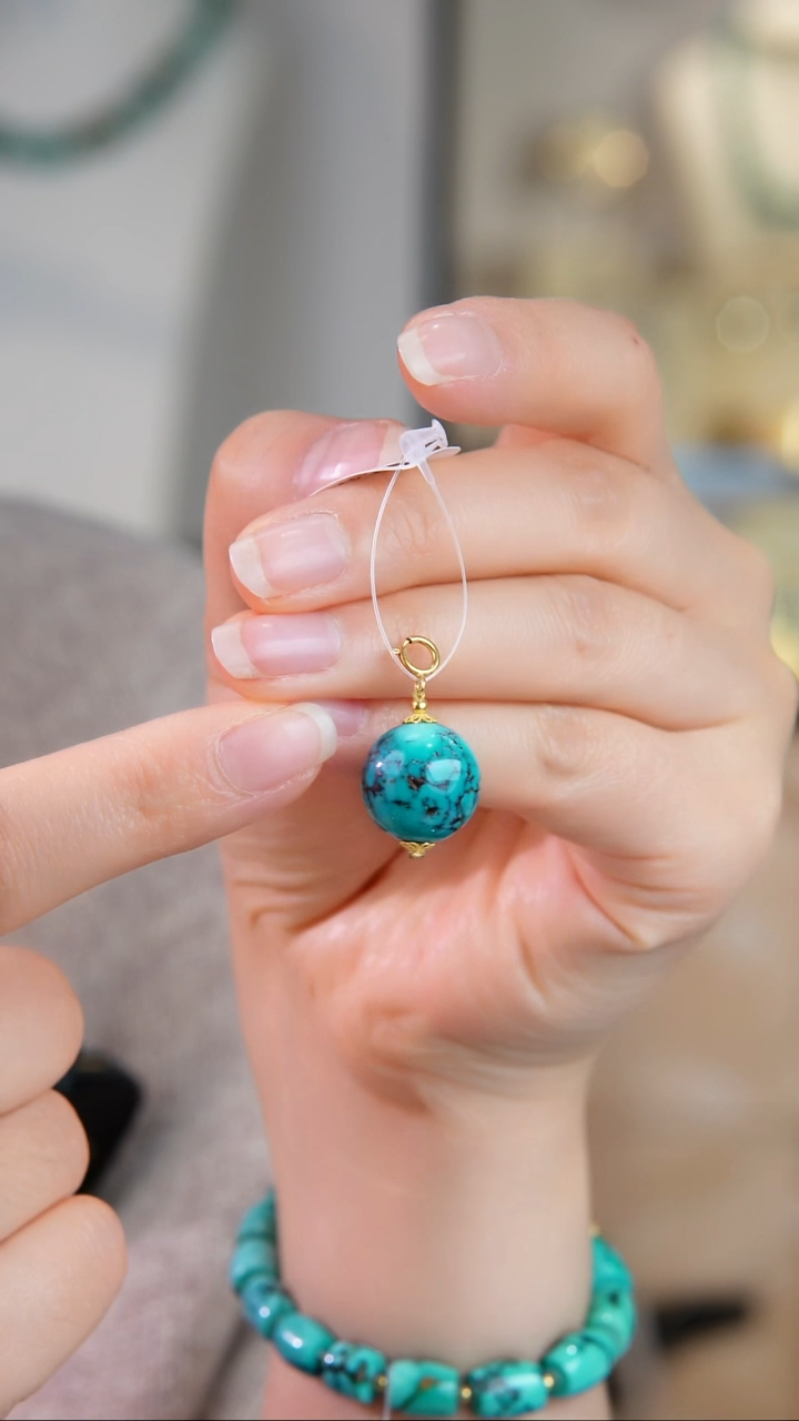 18K金镶嵌绿松石吊坠(不含链)1