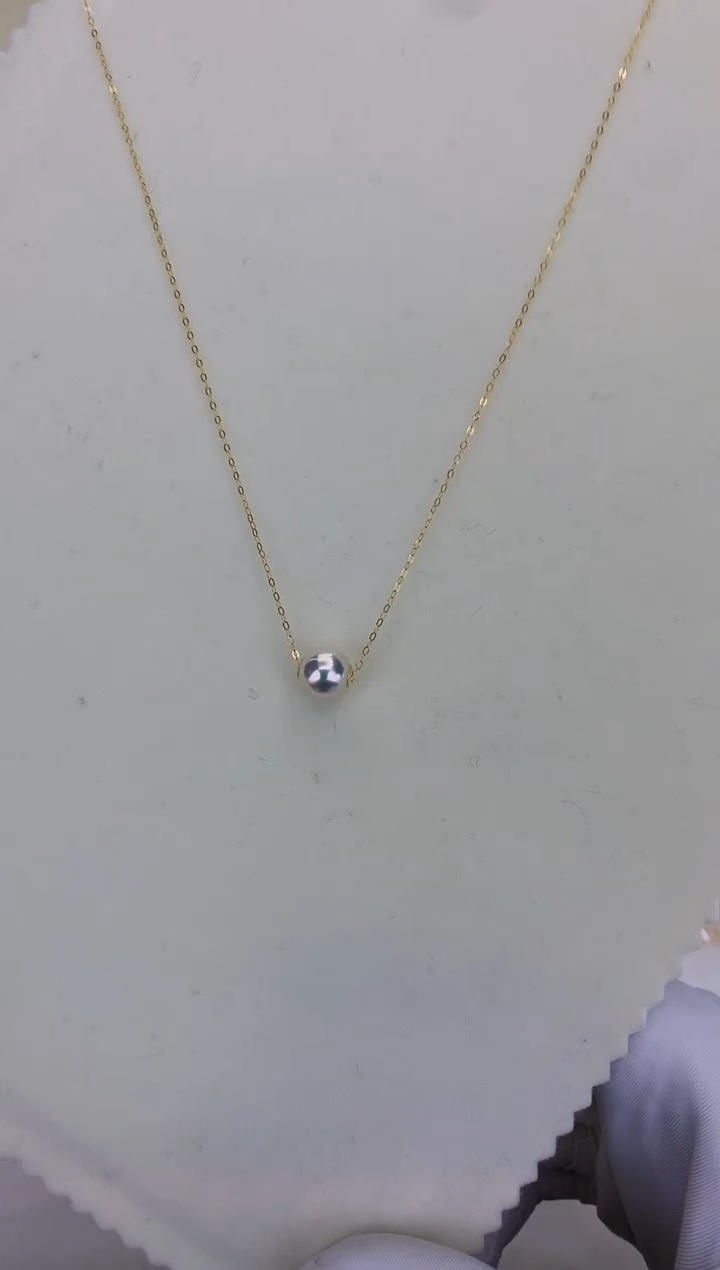 18K金镶嵌DA海水珍珠 GD008 7-8 路路通吊坠赠银链