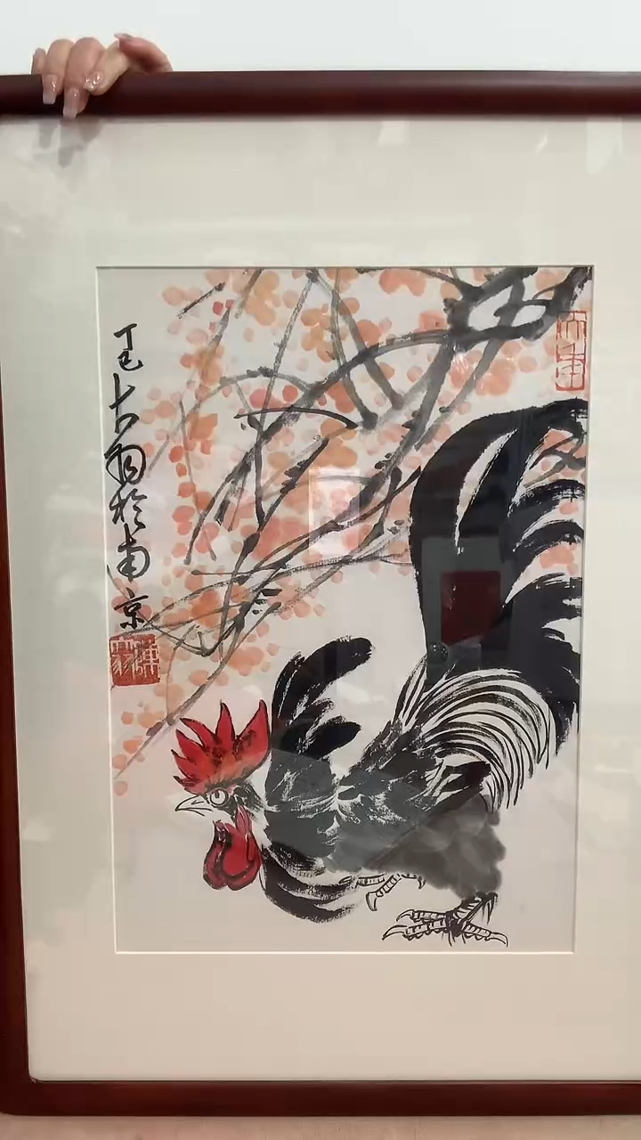 【闪购商品】国画J陈老师国画镜框一件 公鸡