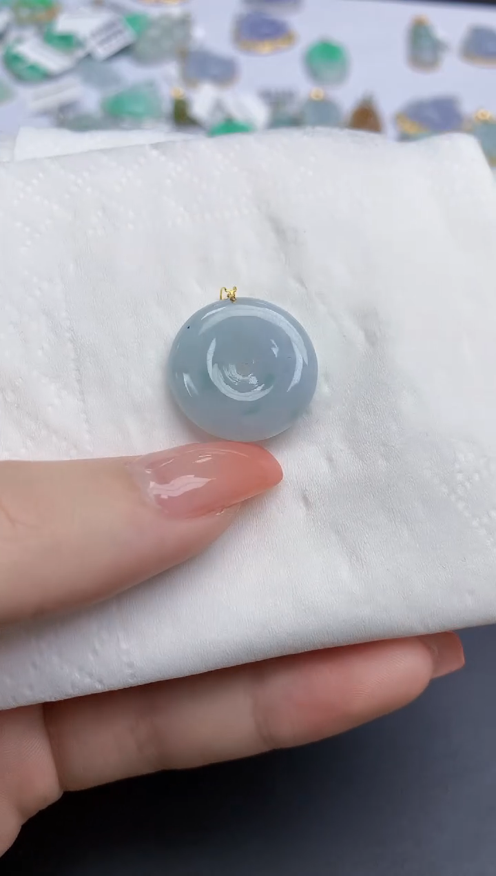 【闪购商品】翡翠颈饰18K金镶嵌天然缅甸翡翠A货