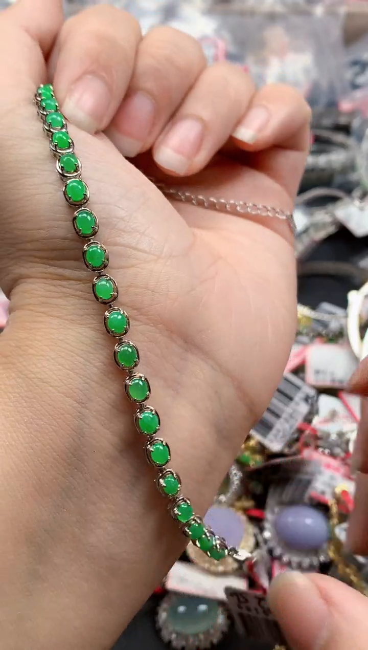 银S925镶嵌戒指翡翠天然A货缅甸翡翠