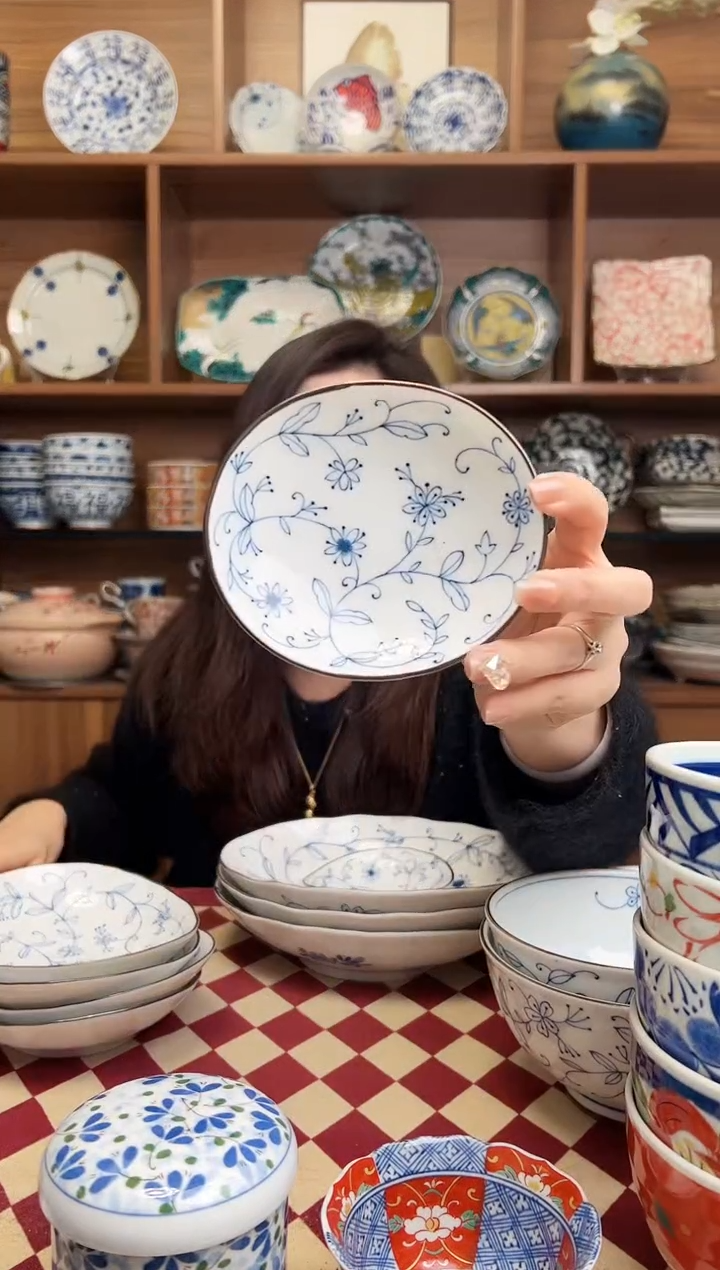 【闪购商品】瓷片【微瑕】线唐草11cm椭圆味碟     