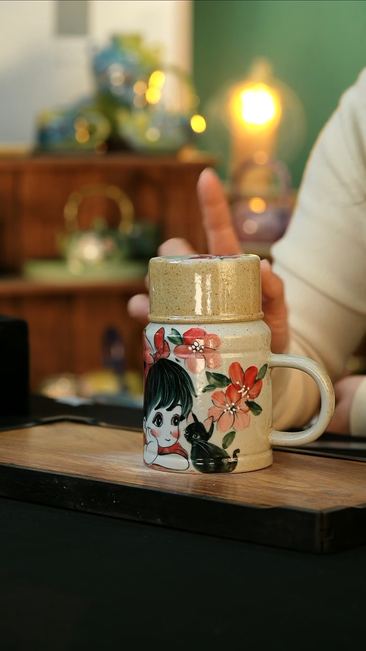 【闪购商品】杯手绘心瓷陶瓷浮力