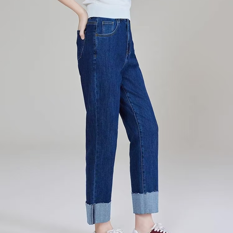 美洋MEIYANG 减磅4号翻边牛仔 丹宁回潮~直筒九分裤【大50】-周二