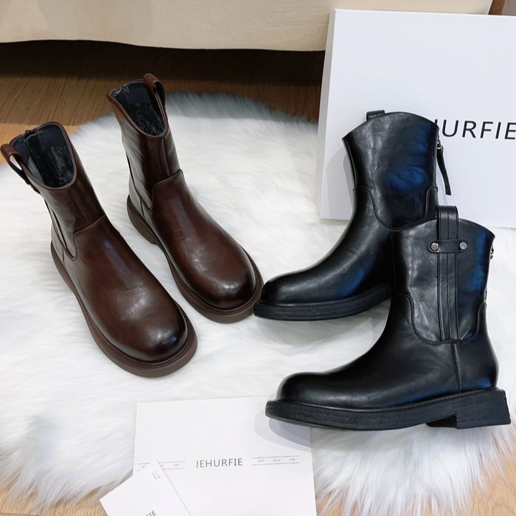 英伦风百搭软底软面瘦瘦短靴AB23673-1