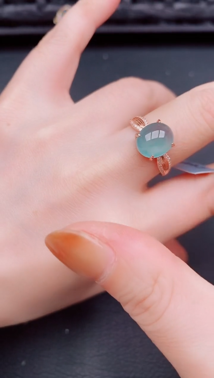 【闪购商品】翡翠戒指银S925镶嵌天然a货翡翠354