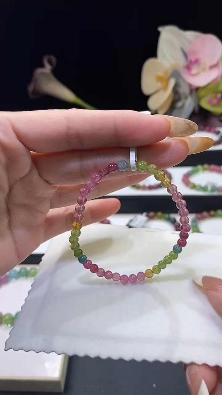 未镶嵌手串碧玺彩虹碧玺单圈4D